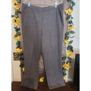 Alfred Dunner Women's Gray Pinstripe Pull-On Pants Size 14 Career Trousers